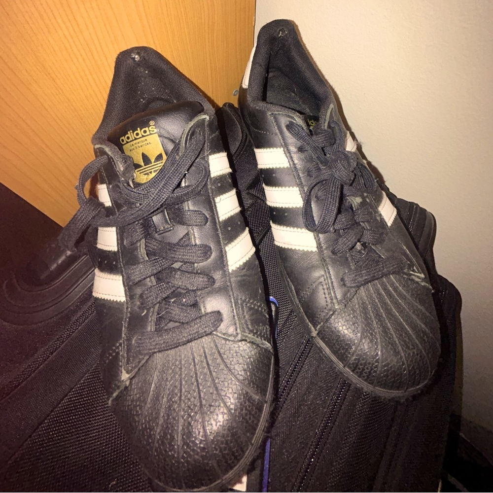 Adidas Superstar Men's Casual Shoes Athletic Black & Gold Sneakers
